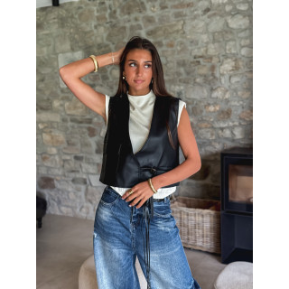 Gilet en simili cuir Nyméa - Noir
