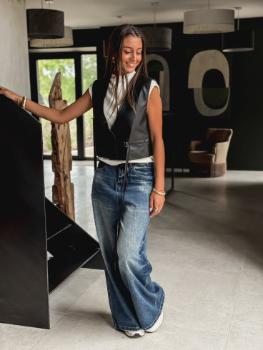 Gilet en simili cuir Nyméa - Noir