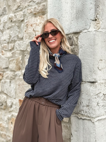 Pull ligné Maïwenn - Bleu marine