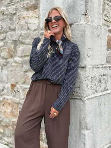 Pull ligné Maïwenn - Bleu marine