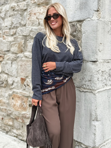 Pull ligné Maïwenn - Bleu marine