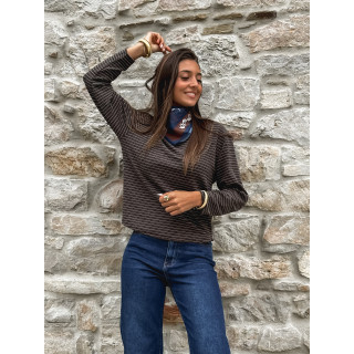 Pull ligné Maïwenn - Chocolat