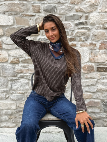 Pull ligné Maïwenn - Chocolat