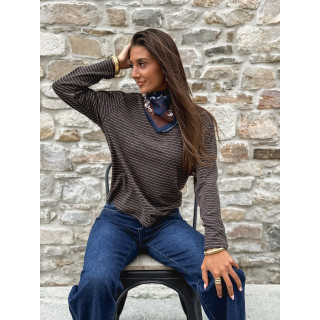 Pull ligné Maïwenn - Chocolat