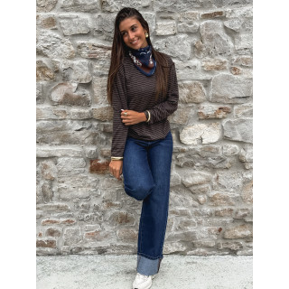 Pull ligné Maïwenn - Chocolat