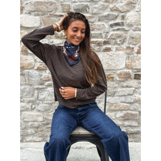 Pull ligné Maïwenn - Chocolat