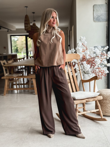 Pantalon fluide Emy - Chocolat
