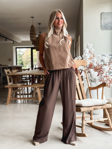 Pantalon fluide Emy - Chocolat