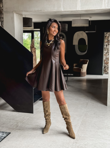 Robe courte Sakina - Chocolat