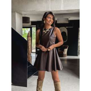 Robe courte Sakina - Chocolat