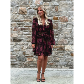 Robe courte à fleurs Assya - Chocolat