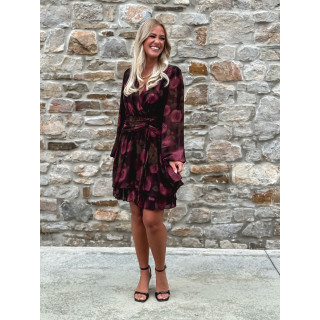 Robe courte à fleurs Assya - Chocolat