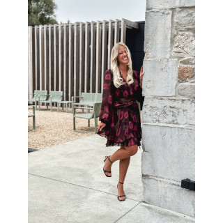 Robe courte à fleurs Assya - Chocolat