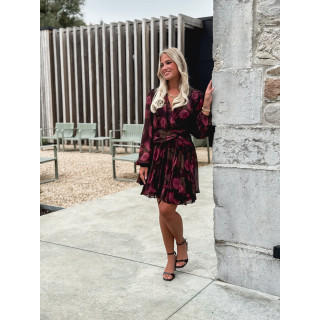 Robe courte à fleurs Assya - Chocolat