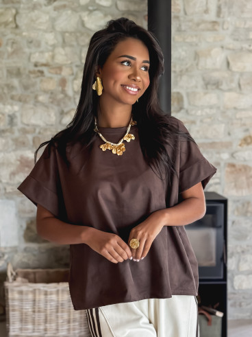 Blouse en daim Firenza - Chocolat