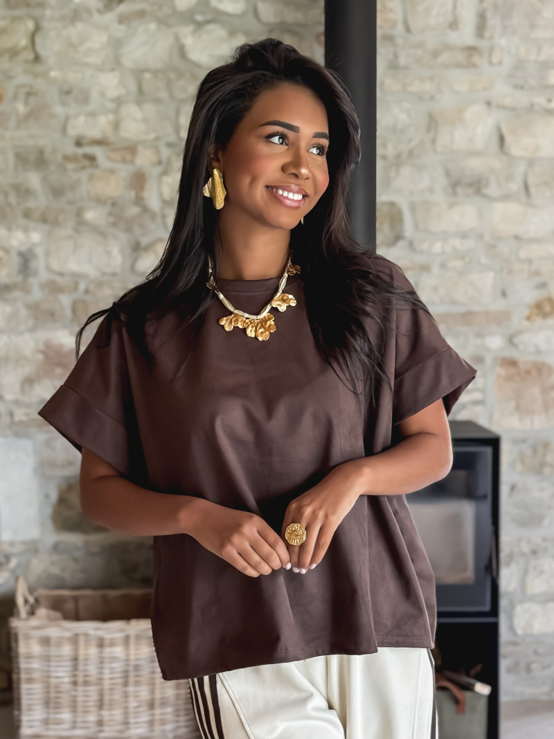 Blouse en daim Firenza - Chocolat