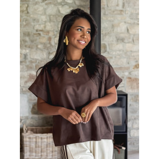 Blouse en daim Firenza - Chocolat
