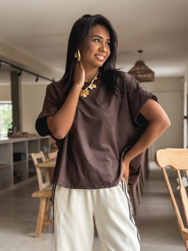 Blouse en daim Firenza - Chocolat