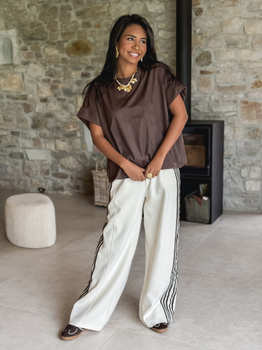 Pantalon Zaylee - Ecru/Chocolat