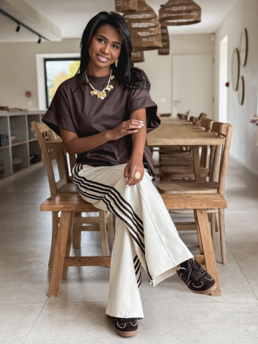 Pantalon Zaylee - Ecru/Chocolat