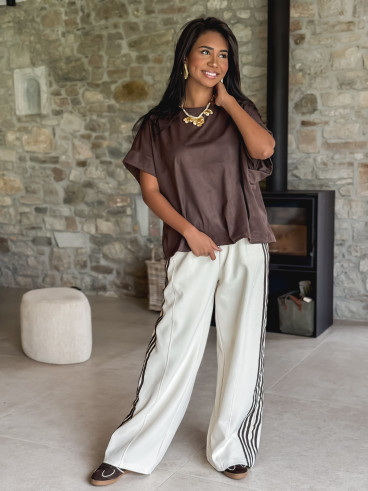 Pantalon Zaylee - Ecru/Chocolat
