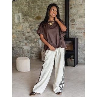 Pantalon Zaylee - Ecru/Chocolat