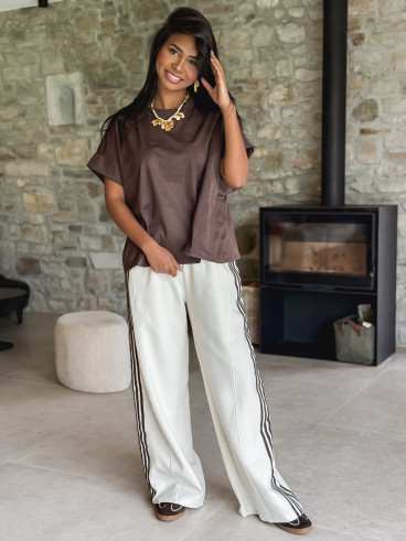Pantalon Zaylee - Ecru/Chocolat