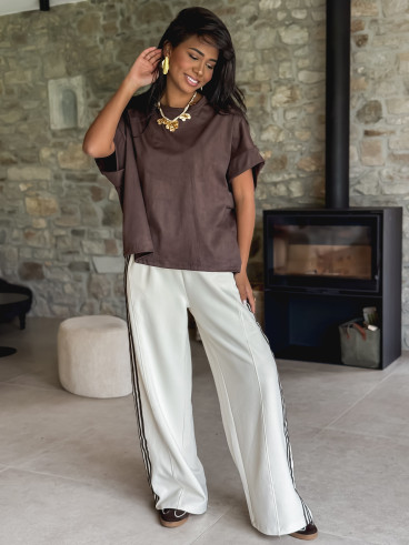 Pantalon Zaylee - Ecru/Chocolat