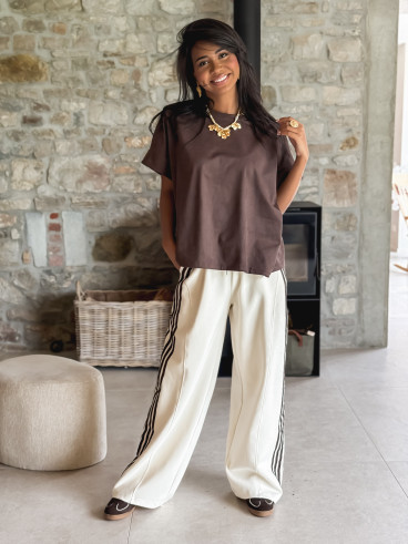 Pantalon Zaylee - Ecru/Chocolat