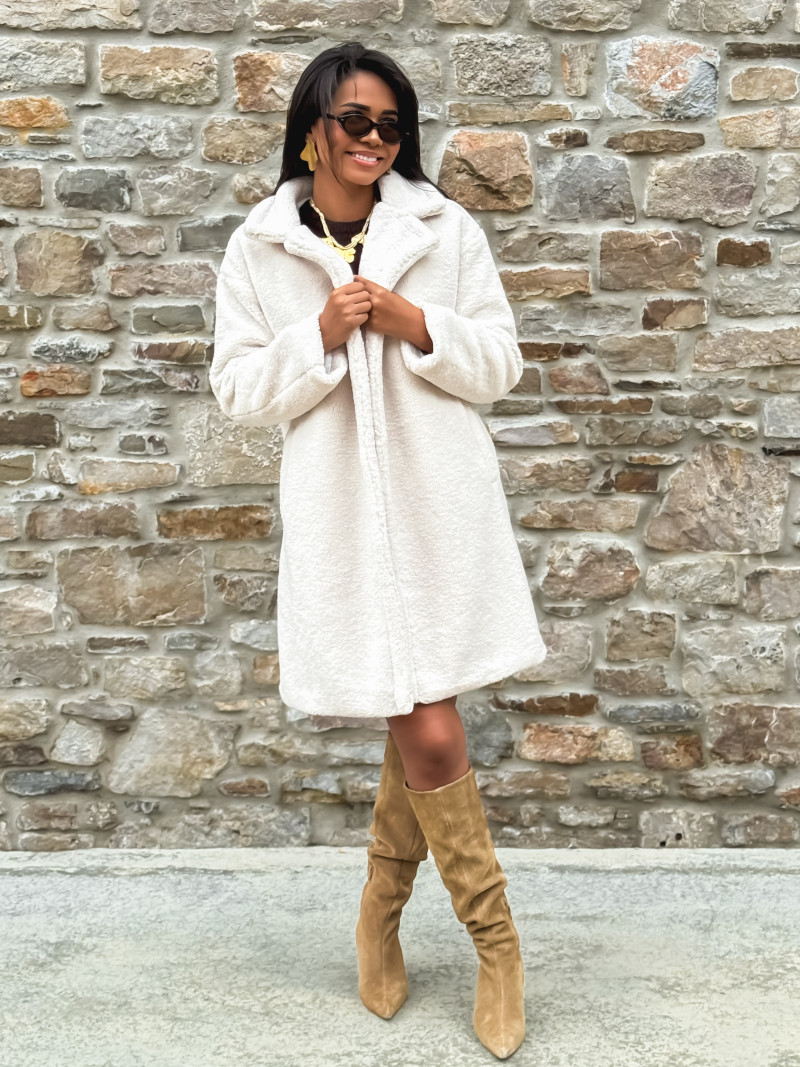 Manteau en teddy Alva - Ecru