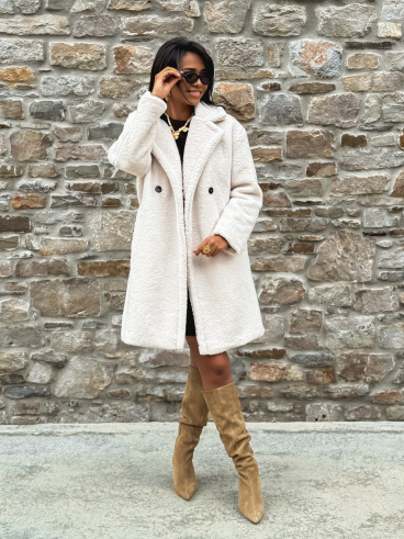 Manteau en teddy Alva - Ecru