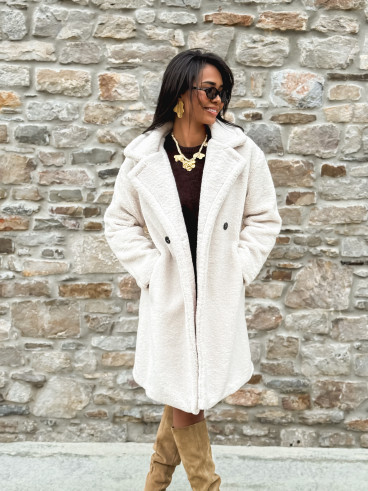 Manteau en teddy Alva - Ecru