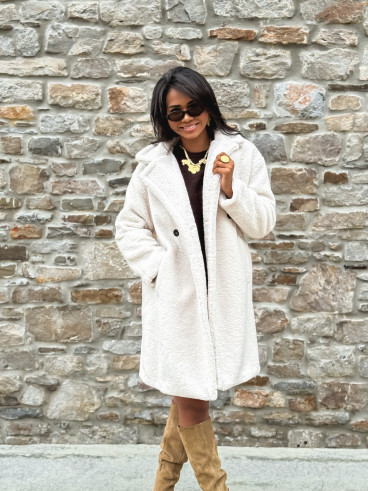 Manteau en teddy Alva - Ecru