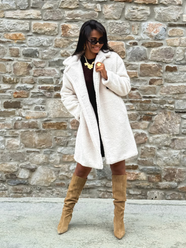 Manteau en teddy Alva - Ecru
