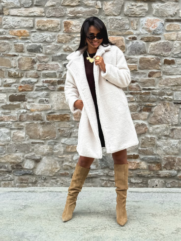 Manteau en teddy Alva - Ecru