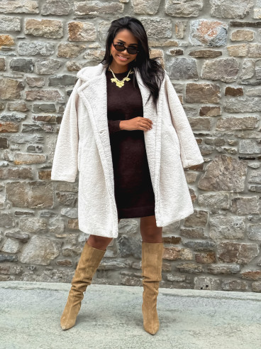 Manteau en teddy Alva - Ecru