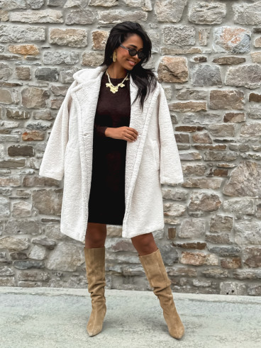 Manteau en teddy Alva - Ecru