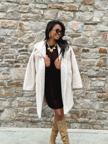 Manteau en teddy Alva - Ecru