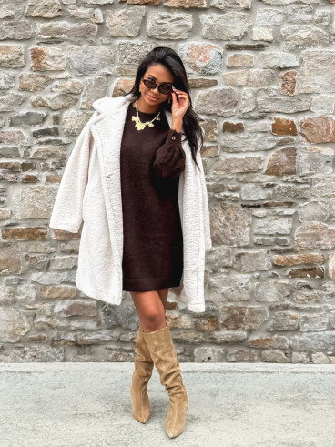 Manteau en teddy Alva - Ecru