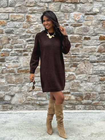 Robe pull courte Nevea - Chocolat