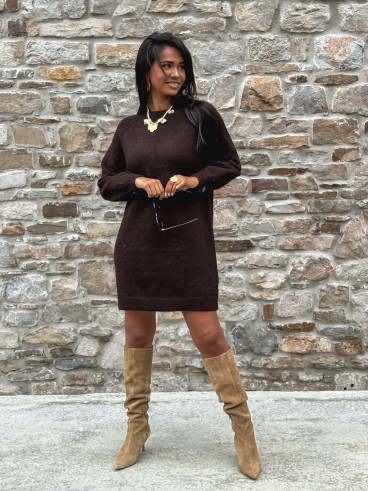 Robe pull courte Nevea - Chocolat