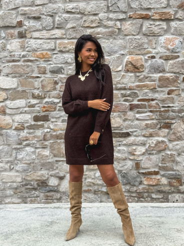 Robe pull courte Nevea - Chocolat