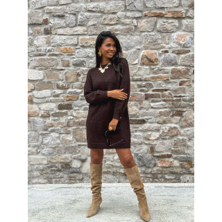 Robe pull courte Nevea - Chocolat