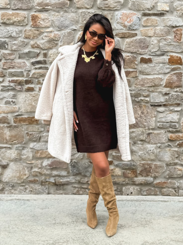 Robe pull courte Nevea - Chocolat