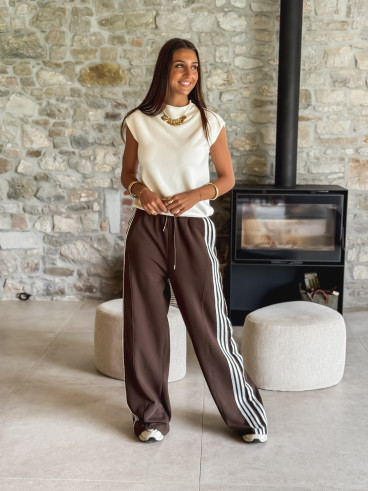 Pantalon Zaylee - Chocolat/Blanc