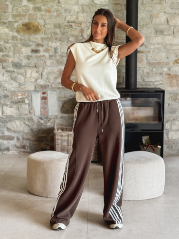 Pantalon Zaylee - Chocolat/Blanc