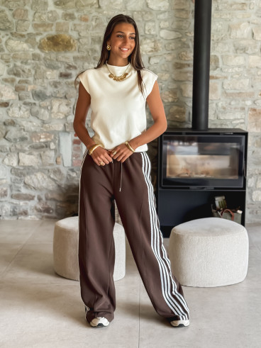Pantalon Zaylee - Chocolat/Blanc