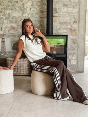 Pantalon Zaylee - Chocolat/Blanc