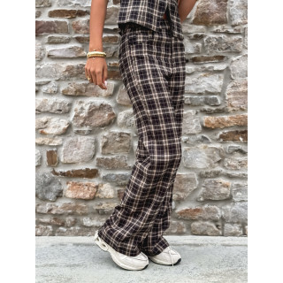 Pantalon à carreaux Gaëtane - Beige/Noir