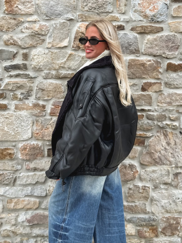 Veste simili cuir Yalina - Noir